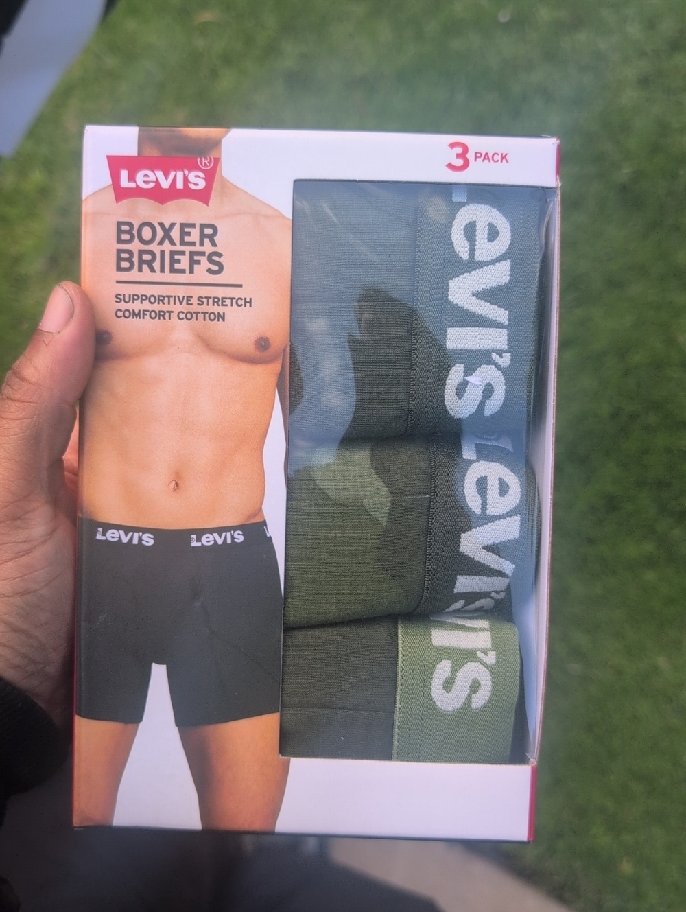 Men's Levi's Olive Green Boxer Briefs 3-Pack Size XL NIB